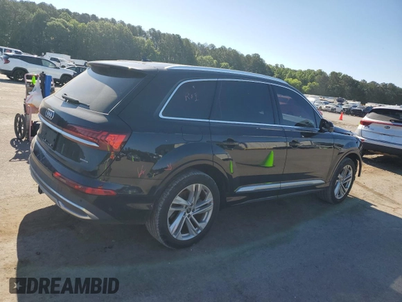 2021 Audi Q7 Premium Plus with VIN WA1LJAF74MD020930, listed as a Copart auction lot 57576505 with 43,557 mi miles and Salvage title. Bid and sale history available at DreamBid. Image 3.