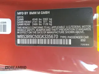 2016 BMW M4 z VIN WBS3R9C50GK335670, wystawiony jako Copart lot #67106072 z przebiegiem Nie podano mil oraz . Historia ofert i sprzedaży dostępna na DreamBid. Obrazek 13.