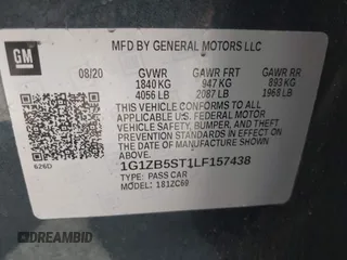 2020 Chevrolet Malibu LS with VIN 1G1ZB5ST1LF157438, listed as a IAAI auction lot 41965608 with 114,385 mi miles and . Bid and sale history available at DreamBid. Image 9.
