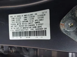 2014 Honda Accord Sedan LX with VIN 1HGCR2F3XEA071970, listed as a IAAI auction lot 41479888 with 136,036 mi miles. Bid and sale history available at carsss.com. Image 9.