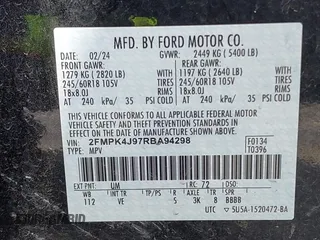 2024 Ford Edge SEL z VIN 2FMPK4J97RBA94298, wystawiony jako IAAI lot #42438544 z przebiegiem 39 589 mil mil oraz . Historia ofert i sprzedaży dostępna na DreamBid. Obrazek 9.
