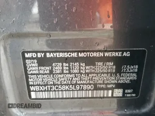 2019 BMW X1 xDrive28i with VIN WBXHT3C58K5L97890, listed as a Copart auction lot 47076465 with 73,400 mi miles and Salvage title. Bid and sale history available at DreamBid. Image 13.
