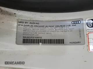 2015 Audi A3 1.8T Premium with VIN WAU6CLFF2F1038702, listed as a Copart auction lot 43810135 with 0 mi miles and Clean Title. Bid and sale history available at carsss.com. Image 12.