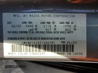 2005 Mazda 3 s with VIN JM1BK123X51286781, listed as a Copart auction lot 49236185 with 172,976 mi miles and Clean title. Bid and sale history available at DreamBid. Image 13.
