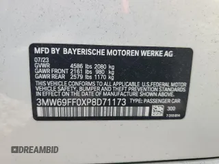 2023 BMW 3 Series 330i with VIN 3MW69FF0XP8D71173, listed as a Copart auction lot 52197215 with 2,290 mi miles and Non repairable. Bid and sale history available at DreamBid. Image 13.