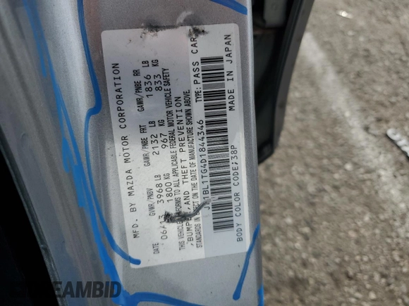 2013 Mazda 3 i SV with VIN JM1BL1TG4D1844346, listed as a Copart auction lot 43629345 with 89,245 mi miles and Salvage Title. Bid and sale history available at DreamBid. Image 13.
