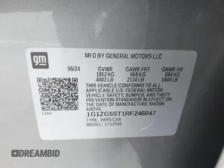 2024 Chevrolet Malibu RS with VIN 1G1ZG5ST1RF246047, listed as a IAAI auction lot 41777717 with 10,842 mi miles and . Bid and sale history available at DreamBid. Image 9.