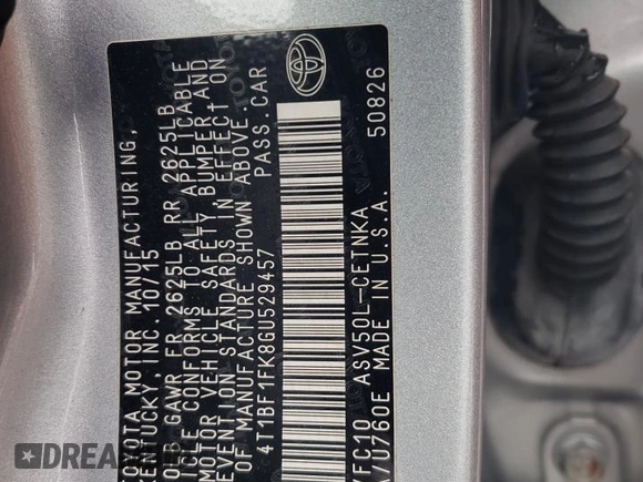 2016 Toyota Camry XLE with VIN 4T1BF1FK8GU529457, listed as a Copart auction lot 50154575 with 33,806 mi miles and Salvage Title. Bid and sale history available at carsss.com. Image 12.