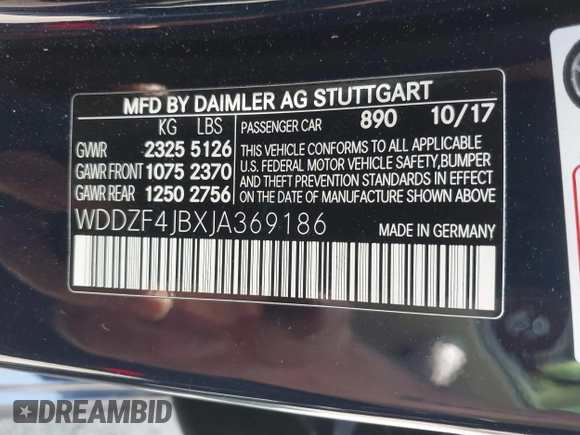 2018 Mercedes-Benz E-Class E 300 with VIN WDDZF4JBXJA369186, listed as a IAAI auction lot 42016149 with 59,360 mi miles. Bid and sale history available at carsss.com. Image 9.