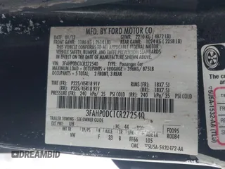 2012 Ford Fusion SPORT with VIN 3FAHP0DC1CR272540, listed as a IAAI auction lot 41454578 with 141,308 mi miles. Bid and sale history available at carsss.com. Image 9.