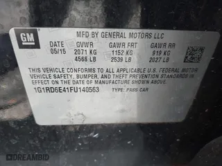 2015 Chevrolet Volt with VIN 1G1RD6E41FU140563, listed as a IAAI auction lot 42036293 with 226,098 mi miles. Bid and sale history available at carsss.com. Image 9.