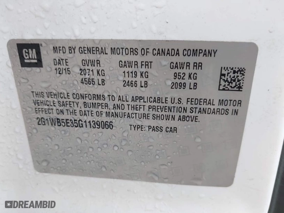 2016 Chevrolet Impala Limited LT with VIN 2G1WB5E35G1139066, listed as a IAAI auction lot 41093706 with 179,419 mi miles. Bid and sale history available at carsss.com. Image 9.