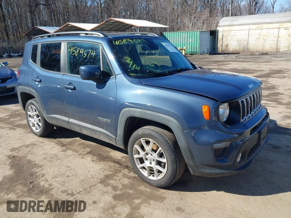 2020 Jeep Renegade Latitude with VIN ZACNJBBB9LPL85731, listed as a IAAI auction lot 41589574 with 73,613 mi miles. Bid and sale history available at carsss.com. Image 1.