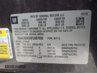 2015 Chevrolet Traverse LT с VIN 1GNKVGKD8FJ367936, выставлен на аукционе IAAI как лот 42650117 с пробегом 92 053 миль миль и . История ставок и продаж доступна на DreamBid. Изображение 9.