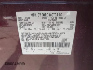 2017 Lincoln MKX Select with VIN 2LMPJ6KP4HBL37256, listed as a IAAI auction lot 41592553 with 74,231 mi miles. Bid and sale history available at carsss.com. Image 9.