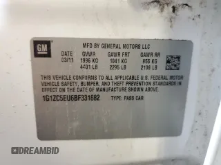 2011 Chevrolet Malibu 1LT with VIN 1G1ZC5EU6BF331682, listed as a Copart auction lot 53348805 with 173,565 mi miles and Non Repairable. Bid and sale history available at DreamBid. Image 12.