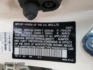 2021 Honda Civic Type R Touring z VIN SHHFK8G76MU204488, wystawiony jako Copart lot #41559783 z przebiegiem 20 724 mil mil oraz . Historia ofert i sprzedaży dostępna na DreamBid. Obrazek 12.