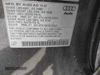 2008 Audi Q7 Premium z VIN WA1BY74L88D032241, wystawiony jako IAAI lot #42594263 z przebiegiem 187 924 mil mil oraz . Historia ofert i sprzedaży dostępna na DreamBid. Obrazek 9.