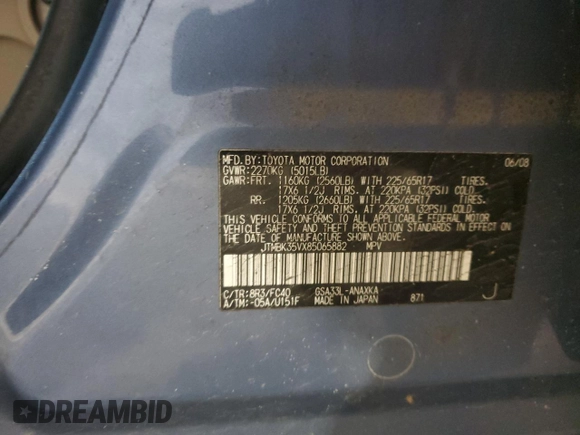 2008 Toyota RAV4 with VIN JTMBK35VX85065882, listed as a Copart auction lot 48311705 with 276,890 mi miles and Clean Title. Bid and sale history available at carsss.com. Image 13.