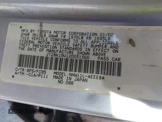 2002 Toyota Prius with VIN JT2BK18U120051566, listed as a IAAI auction lot 41839626 with 311,030 mi miles. Bid and sale history available at carsss.com. Image 9.