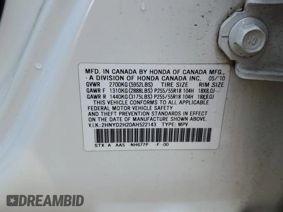 2010 Acura MDX with VIN 2HNYD2H20AH522143, listed as a Copart auction lot 52424845 with 176,799 mi miles and Salvage Title. Bid and sale history available at carsss.com. Image 15.