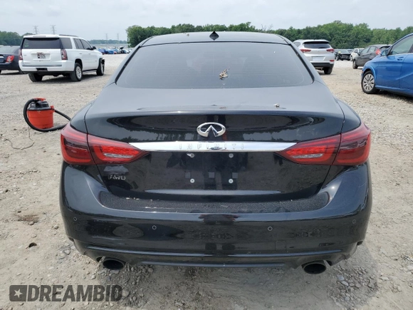 2023 Infiniti Q50 Luxe with VIN JN1EV7BR0PM543687, listed as a Copart auction lot 56933645 with 17,186 mi miles and Salvage title. Bid and sale history available at DreamBid. Image 6.