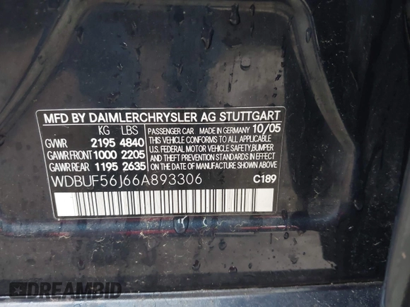 2006 Mercedes-Benz E 350 z VIN WDBUF56J66A893306, wystawiony jako IAAI lot #42165424 z przebiegiem Nie podano mil oraz . Historia ofert i sprzedaży dostępna na DreamBid. Obrazek 9.