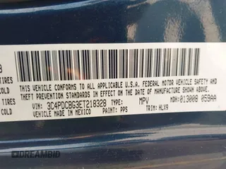 2014 Dodge Journey SXT with VIN 3C4PDCBG3ET218328, listed as a IAAI auction lot 42086656 with 55,620 mi miles. Bid and sale history available at carsss.com. Image 9.