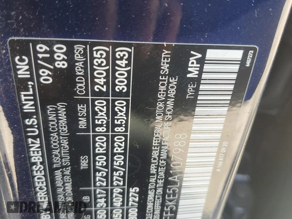 2020 Mercedes-Benz GLS 450 with VIN 4JGFF5KE5LA107988, listed as a Copart auction lot 57604354 with 35,378 mi miles and Salvage Title. Bid and sale history available at DreamBid. Image 15.