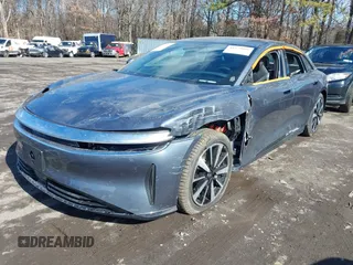 2025 Lucid Air Pure with VIN 50EA1PGA4SA004490, listed as a IAAI auction lot 41579096 with 1,324 mi miles. Bid and sale history available at carsss.com. Image 2.