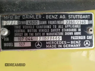 1975 Mercedes-Benz SL with VIN 10704412022665, listed as a Copart auction lot 49290605 with 85,380 mi miles and Clean title. Bid and sale history available at DreamBid. Image 12.