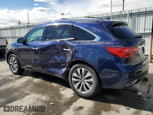 2014 Acura MDX Tech Pkg with VIN 5FRYD4H45EB005739, listed as a Copart auction lot 46707585 with 85,789 mi miles and Salvage Title. Bid and sale history available at carsss.com. Image 2.