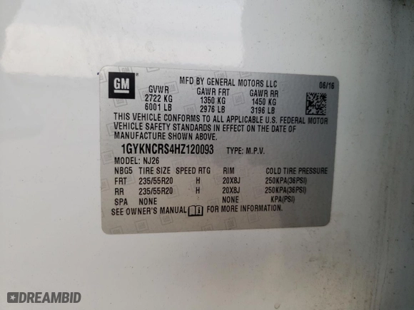 2017 Cadillac XT5 Premium Luxury FWD with VIN 1GYKNCRS4HZ120093, listed as a Copart auction lot 42413475 with NaN miles and Salvage Title. Bid and sale history available at carsss.com. Image 13.