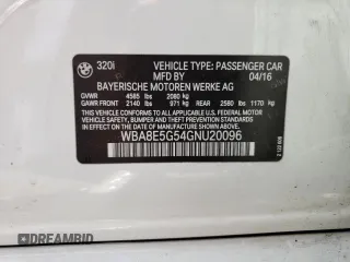 2016 BMW 3 Series 320i xDrive with VIN WBA8E5G54GNU20096, listed as a Copart auction lot 50977005 with 79,357 mi miles and Salvage Title. Bid and sale history available at carsss.com. Image 12.