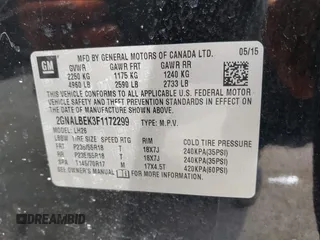 2015 Chevrolet Equinox LT with VIN 2GNALBEK3F1172299, listed as a IAAI auction lot 42149038 with 130,756 mi miles. Bid and sale history available at carsss.com. Image 9.