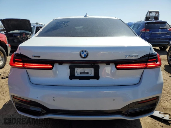2021 BMW 7 Series 750i xDrive with VIN WBA7U2C04MCF07742, listed as a Copart auction lot 51512185 with 45,224 mi miles and Salvage Title. Bid and sale history available at carsss.com. Image 6.