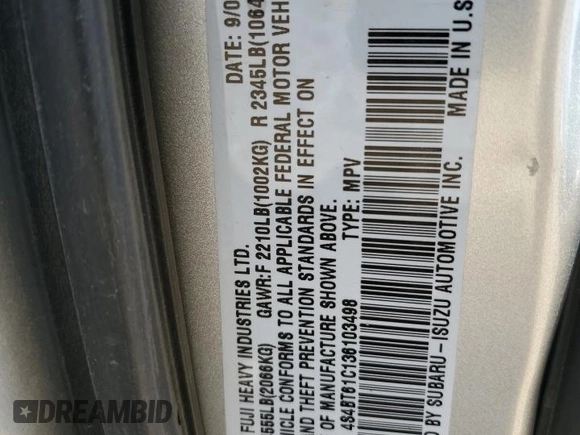 2003 Subaru Baja с VIN 4S4BT61C136103498, выставлен на аукционе Copart как лот 60644455 с пробегом 278 904 миль миль и Чистый • Clean title. История ставок и продаж доступна на DreamBid. Изображение 12.