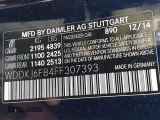 2015 Mercedes-Benz E-Class E 400 with VIN WDDKJ6FB4FF307393, listed as a IAAI auction lot 41775634 with 100,928 mi miles. Bid and sale history available at carsss.com. Image 9.