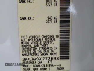 2016 Nissan Altima SL with VIN 1N4AL3AP0GC272698, listed as a Copart auction lot 52001905 with 126,324 mi miles and Salvage title. Bid and sale history available at DreamBid. Image 13.