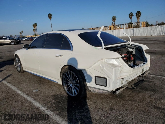 2023 Mercedes-Benz S-Class S 500 with VIN W1K6G6DB3PA210705, listed as a Copart auction lot 42820065 with 5,078 mi miles and Salvage Title. Bid and sale history available at carsss.com. Image 2.
