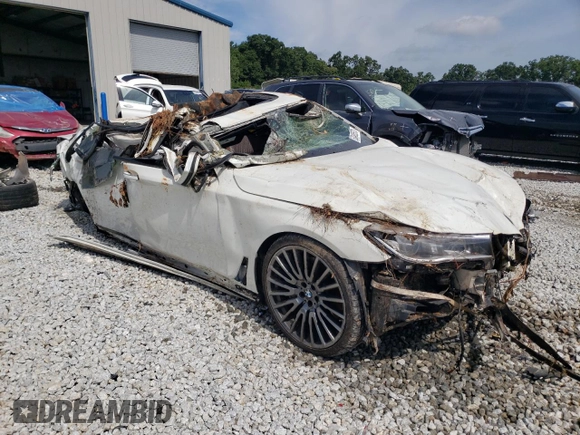 2018 BMW 7 Series 750i with VIN WBA7F0C55JGM23022, listed as a Copart auction lot 63495573 with 0 mi miles and Salvage Title. Bid and sale history available at carsss.com. Image 4.