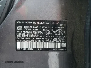 2015 Honda Fit LX с VIN 3HGGK5G59FM731945, выставлен на аукционе Copart как лот 61272285 с пробегом 126 060 миль миль и Списание • Salvage title. История ставок и продаж доступна на DreamBid. Изображение 13.