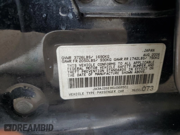 2006 Mitsubishi Lancer ES with VIN JA3AJ26E86U068501, listed as a Copart auction lot 43342174 with 146,621 mi miles and Salvage Title. Bid and sale history available at carsss.com. Image 12.