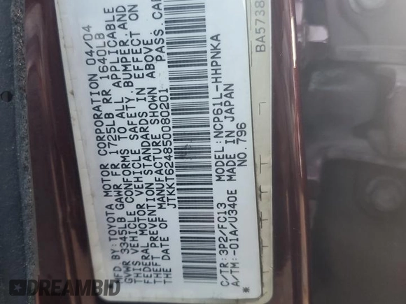 2005 Scion xA z VIN JTKKT624850080201, wystawiony jako Copart lot #42724595 z przebiegiem 204 126 mil mil oraz Szkoda całkowita • Salvage title. Historia ofert i sprzedaży dostępna na DreamBid. Obrazek 15.