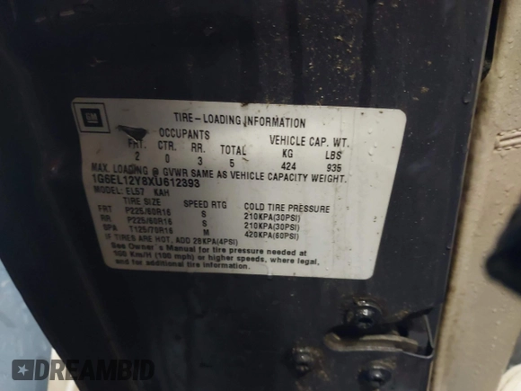 1999 Cadillac Eldorado ESC z VIN 1G6EL12Y8XU612393, wystawiony jako IAAI lot #41761839 z przebiegiem 104 994 mil mil oraz . Historia ofert i sprzedaży dostępna na DreamBid. Obrazek 9.
