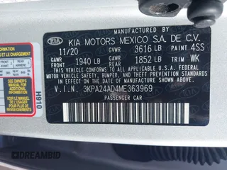 2021 Kia Rio S with VIN 3KPA24AD4ME363969, listed as a IAAI auction lot 41304242 with 119,194 mi miles and . Bid and sale history available at DreamBid. Image 9.