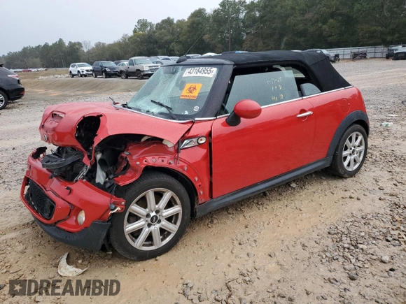 2014 MINI Convertible S with VIN WMWZP3C52ET706143, listed as a Copart auction lot 43184955 with 101,717 mi miles and Salvage title. Bid and sale history available at DreamBid. Image 1.