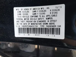 2016 Honda Accord Sedan LX with VIN 1HGCR2F34GA051734, listed as a IAAI auction lot 42126388 with 75,805 mi miles. Bid and sale history available at carsss.com. Image 9.