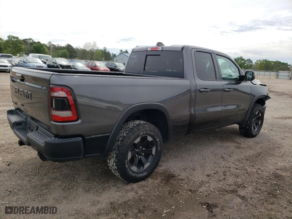 2019 Ram 1500 Rebel with VIN 1C6SRFET7KN841962, listed as a Copart auction lot 46707513 with 55,643 mi miles and Salvage Title. Bid and sale history available at carsss.com. Image 3.