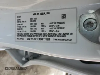 2022 Tesla Model 3 Long Range z VIN 5YJ3E1EB3NF174314, wystawiony jako Copart lot #52713325 z przebiegiem 27 646 mil mil oraz Szkoda całkowita • Salvage title. Historia ofert i sprzedaży dostępna na DreamBid. Obrazek 15.